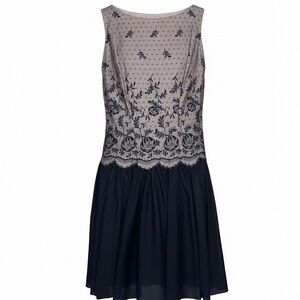 Vintage Drop Waist Black and Peach Dress